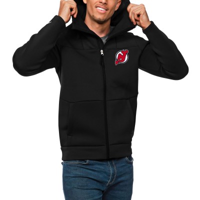 New Jersey Devils Antigua Black Protect Full-Zip Hoodie