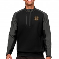Boston Bruins Antigua Quarter-Zip Pullover Top - Black/Charcoal