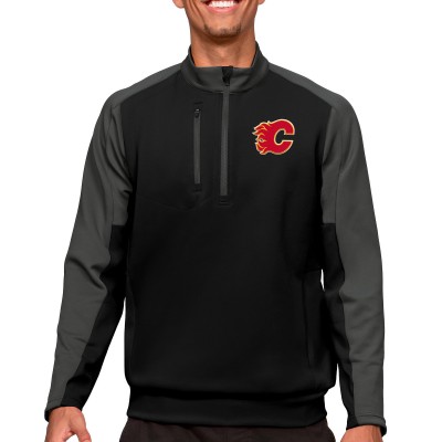 Кофта на короткой молнии Calgary Flames Antigua - Black/Charcoal