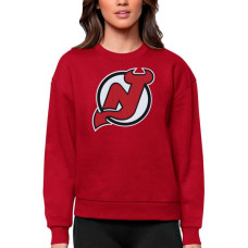 Женская свитшот New Jersey Devils Antigua Red Primary Logo Team Logo Victory Crewneck Pullover