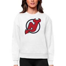 Женская свитшот New Jersey Devils Antigua White Primary Logo Team Logo Victory Crewneck Pullover