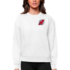 Женская свитшот New Jersey Devils Antigua White Primary Logo Victory Crewneck Pullover Женская свитшот New Jersey Devils Antigua White Primary Logo Victory Crewneck Pullover