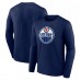 Edmonton Oilers Navy Victory Logo Long Sleeve T-Shirt Edmonton Oilers Navy Victory Logo Long Sleeve T-Shirt