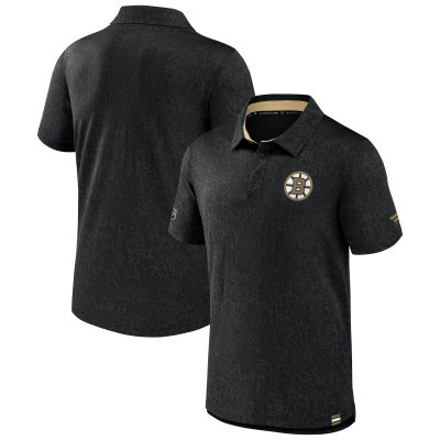 Поло Boston Bruins Fanatics Black Authentic Pro Jacquard