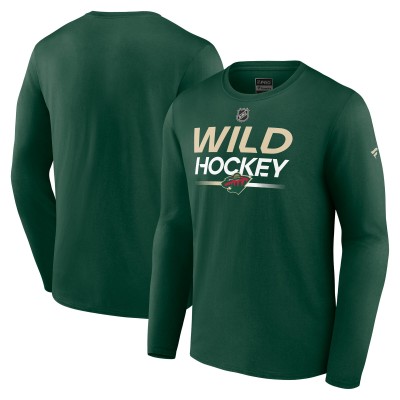 Футболка с длинным рукавом Minnesota Wild Fanatics Green Authentic Pro Primary