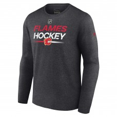 Calgary Flames Fanatics Heather Charcoal Authentic Pro Primary Long Sleeve T-Shirt