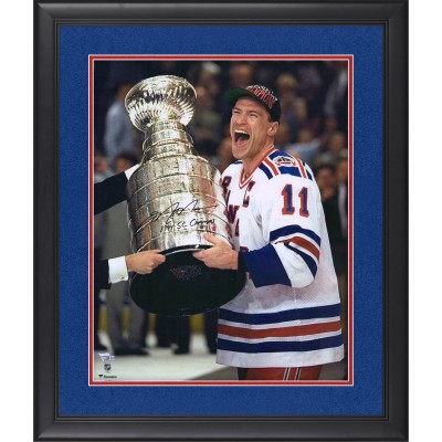 Mark Messier New York Rangers Autographed Fanatics Authentic 16 x 20 Framed Receiving Stanley Cup Photograph with 94 SC Champs Inscription