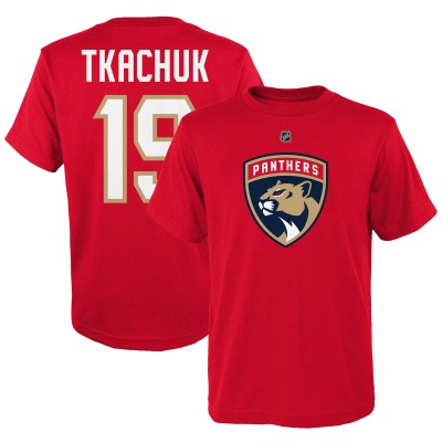 Подростковая Florida Panthers Matthew Tkachuk Red Player Name & Number T-Shirt