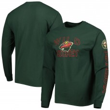 Mens Green Minnesota Wild 2-Hit Long Sleeve T-Shirt
