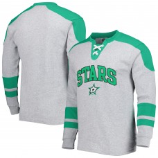 Mens Heather Gray Dallas Stars Classic Fit Lace-Up Pullover Sweatshirt