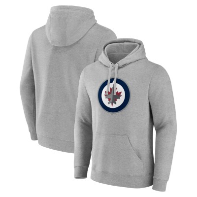 Winnipeg Jets Fanatics Heather Gray Primary Logo Pullover Hoodie