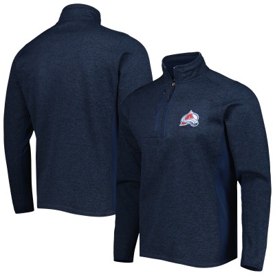 Кофта на короткой молнии Colorado Avalanche Antigua Heathered Navy Course
