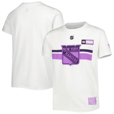 Футболка New York Rangers Youth 2022 NHL Hockey Fights Cancer - White