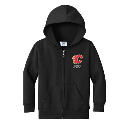 Toddler Calgary Flames Chad & Jake Black Personalized Full-Zip Hoodie