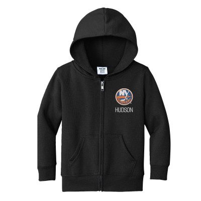 Toddler New York Islanders Chad & Jake Black Personalized Full-Zip Hoodie