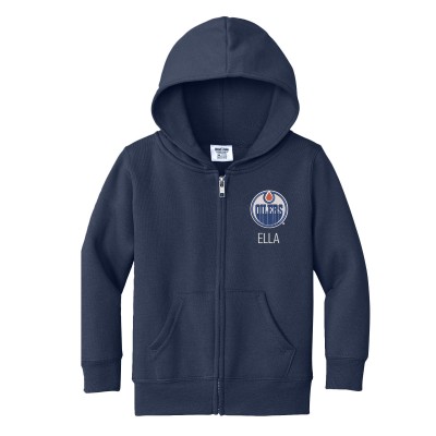 Toddler Edmonton Oilers Chad & Jake Navy Personalized Full-Zip Hoodie
