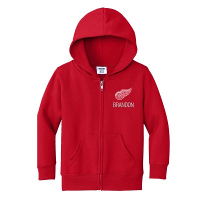 Toddler Detroit Red Wings Chad & Jake Red Personalized Full-Zip Hoodie