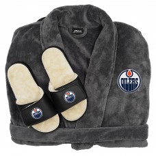 Edmonton Oilers ISlide Faux Fur Slide Sandals & Robe Bundle