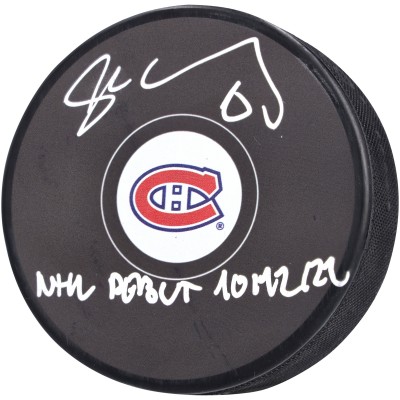 Шайба с автографом Juraj Slafkovsky Montreal Canadiens Fanatics Authentic Autographed with NHL Debut 10/12/22 Inscription