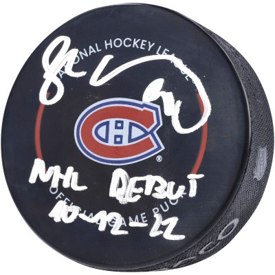 Шайба с автографом Juraj Slafkovsky Montreal Canadiens Fanatics Authentic Official with NHL Debut 10/12/22 Inscription