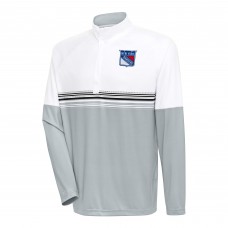 New York Rangers Antigua Bender Quarter-Zip Pullover Top - White/Black