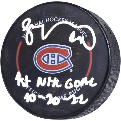 Шайба с автографом Juraj Slafkovsky Montreal Canadiens Fanatics Authentic Official with 1st NHL Goal 10-20-22 Inscription