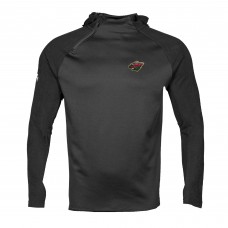 Minnesota Wild Levelwear Ascent Insignia Asymmetric Quarter-Zip Pullover Hoodie - Black