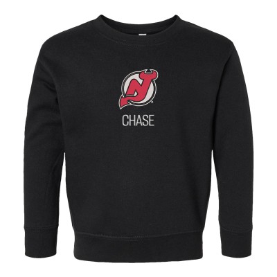 Toddler New Jersey Devils Black Personalized Pullover Sweatshirt