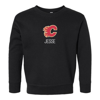 Toddler Calgary Flames Black Personalized Pullover Sweatshirt