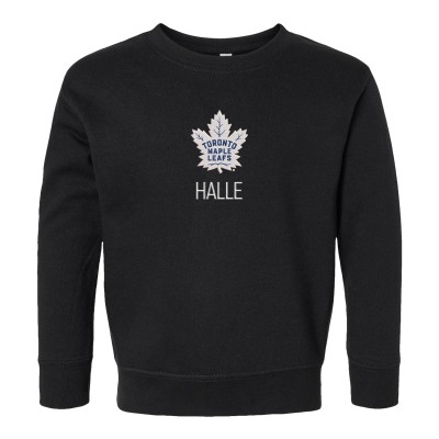 Toddler Toronto Maple Leafs Black Personalized Pullover Sweatshirt