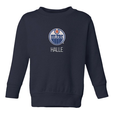Toddler Edmonton Oilers Navy Personalized Pullover Sweatshirt