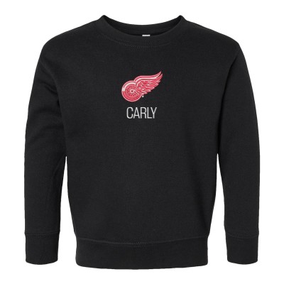 Toddler Detroit Red Wings Black Personalized Pullover Sweatshirt