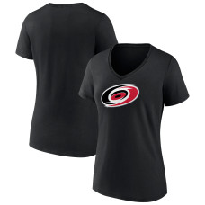 Женская Футболка Carolina Hurricanes Black Team Primary Logo V-Neck