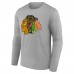 Футболка с длинным рукавом Chicago Blackhawks Gray Primary Logo Team