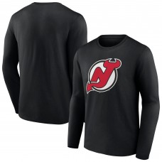 Футболка с длинным рукавом New Jersey Devils Black Primary Logo Team