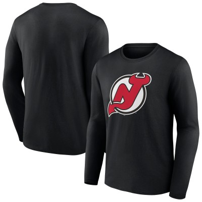 Футболка с длинным рукавом New Jersey Devils Black Primary Logo Team