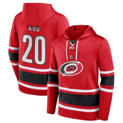 Толстовка Sebastian Aho Carolina Hurricanes Name & Number Lace-Up - Red