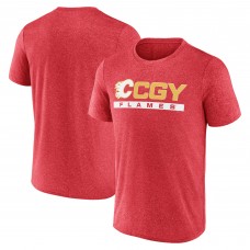 Calgary Flames Fanatics Heather Red Playmaker T-Shirt