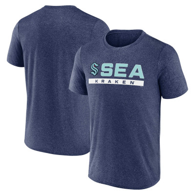 Seattle Kraken Fanatics Heather Deep Sea Blue Playmaker T-Shirt