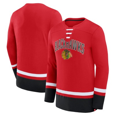 Футболка с длинным рукавом Chicago Blackhawks Back Pass Lace-Up - Red