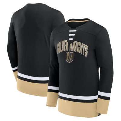 Футболка с длинным рукавом Vegas Golden Knights Fanatics Back Pass Lace-Up - Black