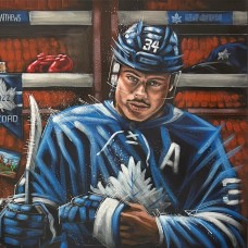Auston Matthews Toronto Maple Leafs Autographed Fanatics Authentic 30 x 40 Stretched Original Canvas Art - Hand Painted by Artist Eric Sevigny- Limited Edition 1 of 1
