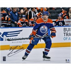 Edmonton Oilers Evan Bouchard Fanatics Authentic Autographed 16 x 20 Blue Jersey Skating Photograph