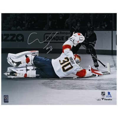 Autographed Florida Panthers Spencer Knight Fanatics Authentic 16 x 20 White Jersey Diving Save Photograph