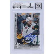 Matthew Boldy Minnesota Wild Autographed 2021-22 Upper Deck Game Dated Moments Rookie Debut #36 Beckett Fanatics Witnessed Authenticated 9/10 Card - 9.5/8.5/9.5/9.5 Subgrades