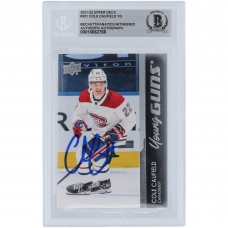 Cole Caufield Montreal Canadiens Autographed 2021-22 Upper Deck Young Guns #201 Beckett Fanatics Witnessed Authenticated Rookie Card