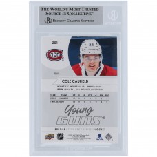Cole Caufield Montreal Canadiens Autographed 2021-22 Upper Deck Young Guns #201 Beckett Fanatics Witnessed Authenticated Rookie Card