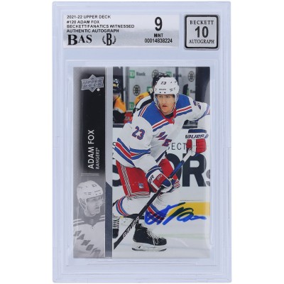 Adam Fox New York Rangers Autographed 2021-22 Upper Deck Series 1 #120 Beckett Fanatics Witnessed Authenticated 9/10 Card - 9.5/9/9/9.5 Subgrades
