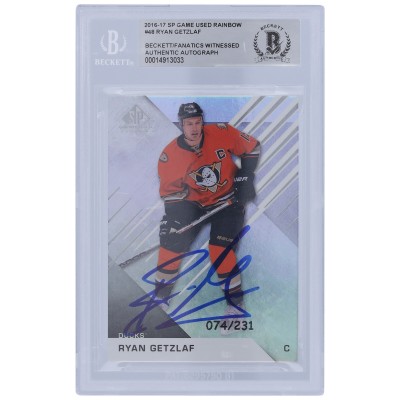 Ryan Getzlaf Anaheim Ducks Autographed 2016-17 Upper Deck SP Game Used Rainbow #48 #74/231 Beckett Fanatics Witnessed Authenticated Card