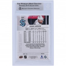 Adam Larsson Seattle Kraken Autographed 2021-22 Upper Deck Extended Series #679 Beckett Fanatics Witnessed Authenticated Card